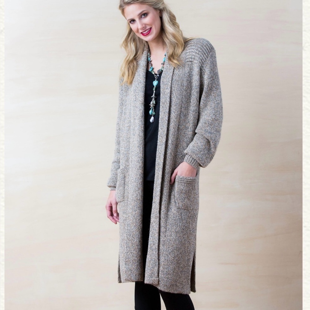 Peruvian Link Alpaca Collection California Largo long grey cardigan OSFM